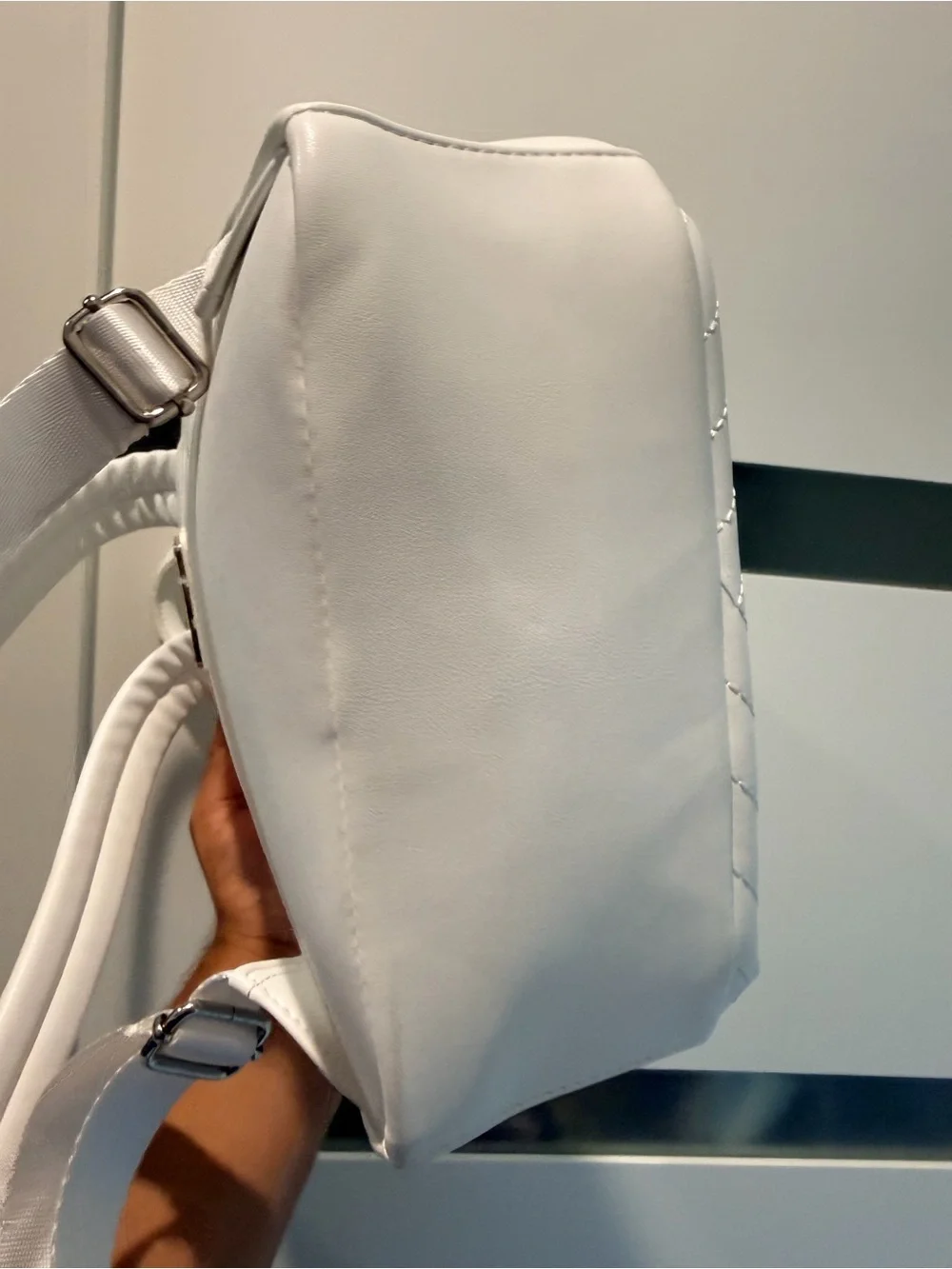 Loungefly White Quilted Chevron Mini Backpack with Character Charm